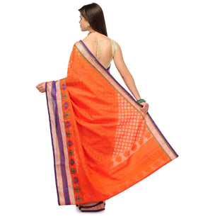 Orange Supernet Banarasi Saree