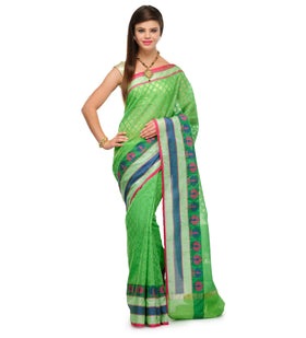 Green Supernet Banarasi Saree