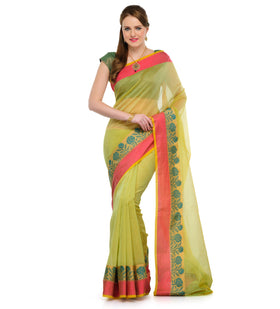 Green Supernet Banarasi Saree