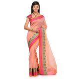 Peach Supernet Banarasi Saree