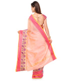 Peach Supernet Banarasi Saree