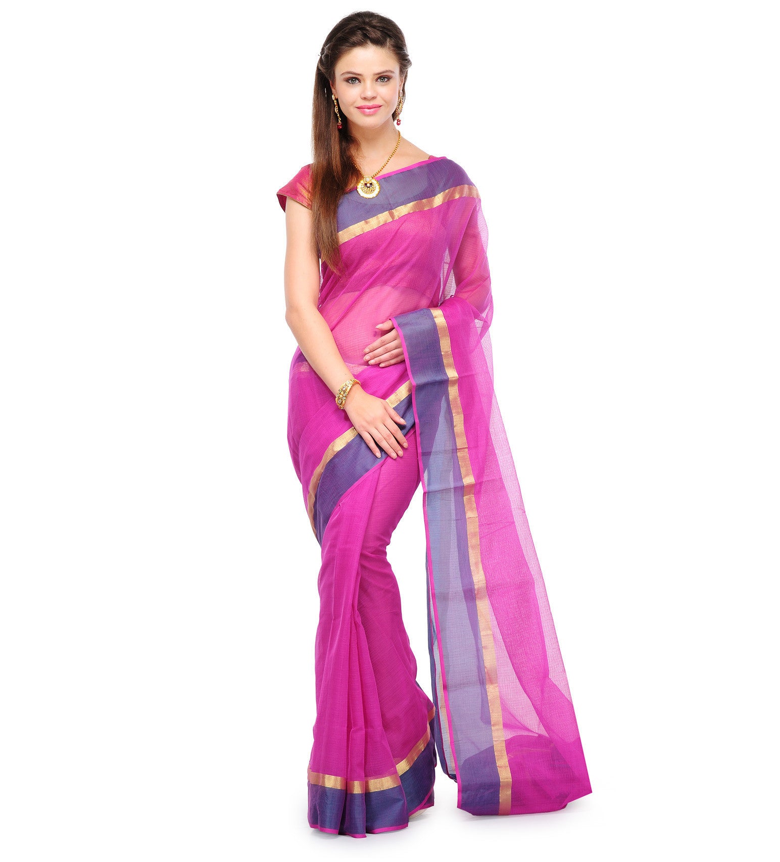 Magenta Kota Cotton Banarasi Saree