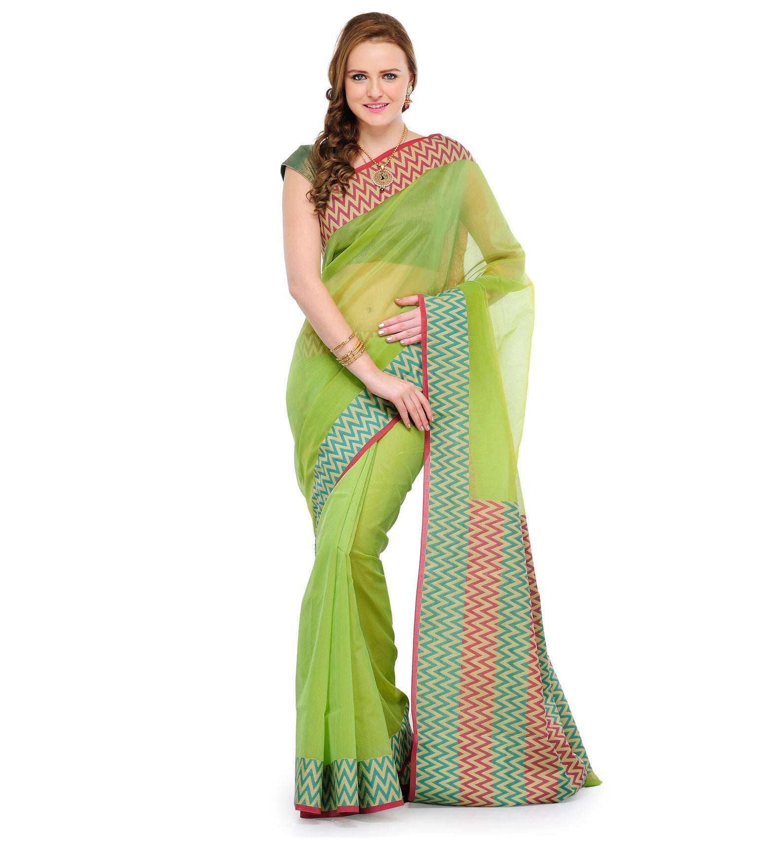 Green Supernet Banarasi Saree