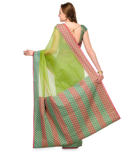 Green Supernet Banarasi Saree