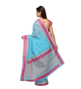 Sky Blue Supernet Banarasi Saree