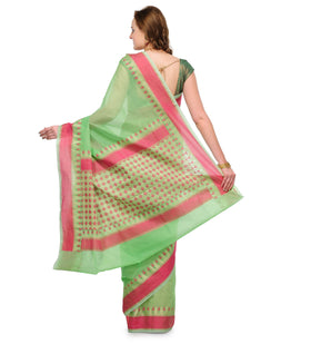 Green Supernet Banarasi Saree