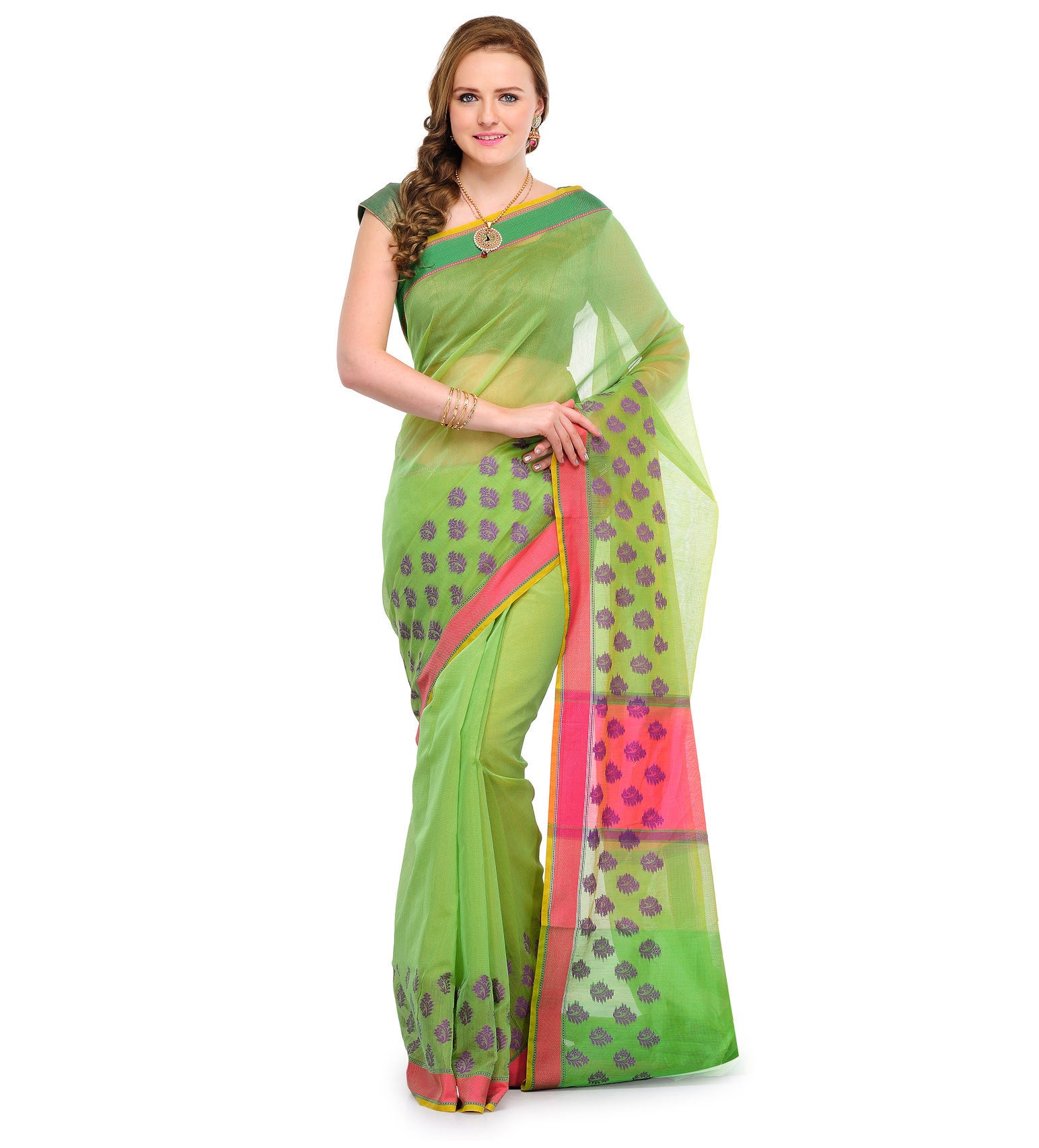 Green Supernet Banarasi Saree