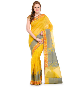 Mustard Supernet Banarasi Saree