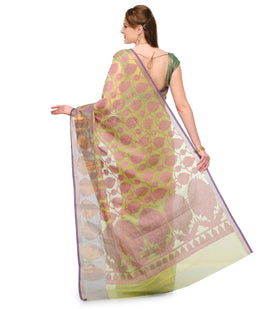 Olive Kota Cotton Banarasi Saree