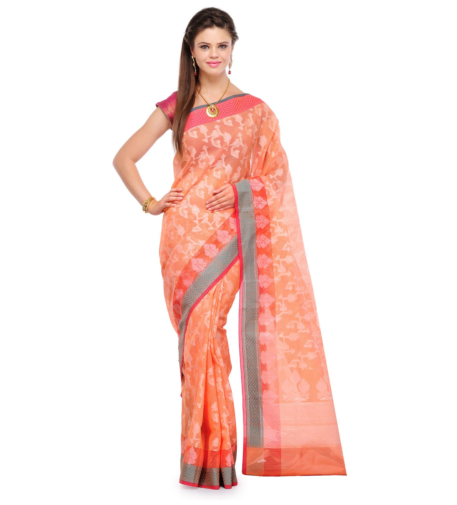 Orange Supernet Banarasi Saree