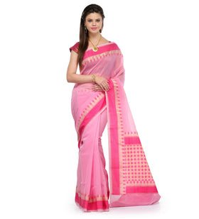 Pink Supernet Banarasi Saree