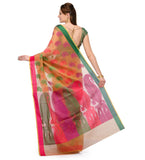 Light Peach Kota Cotton Banarasi Saree