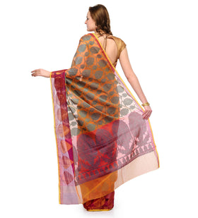 Orange Kota Cotton Banarasi Saree