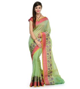 Green Supernet Banarasi Saree