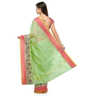 Green Supernet Banarasi Saree