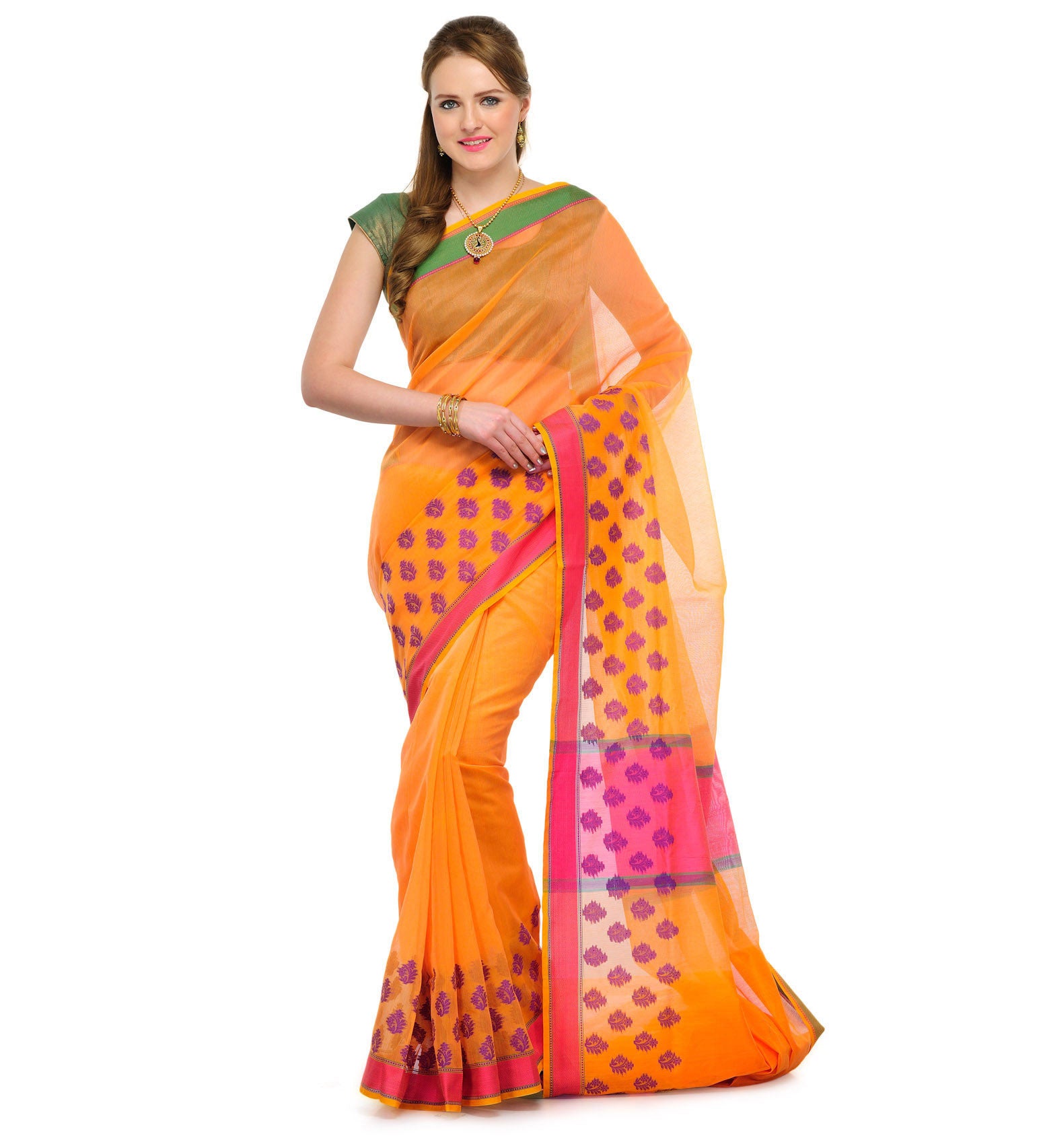 Orange Supernet Banarasi Saree