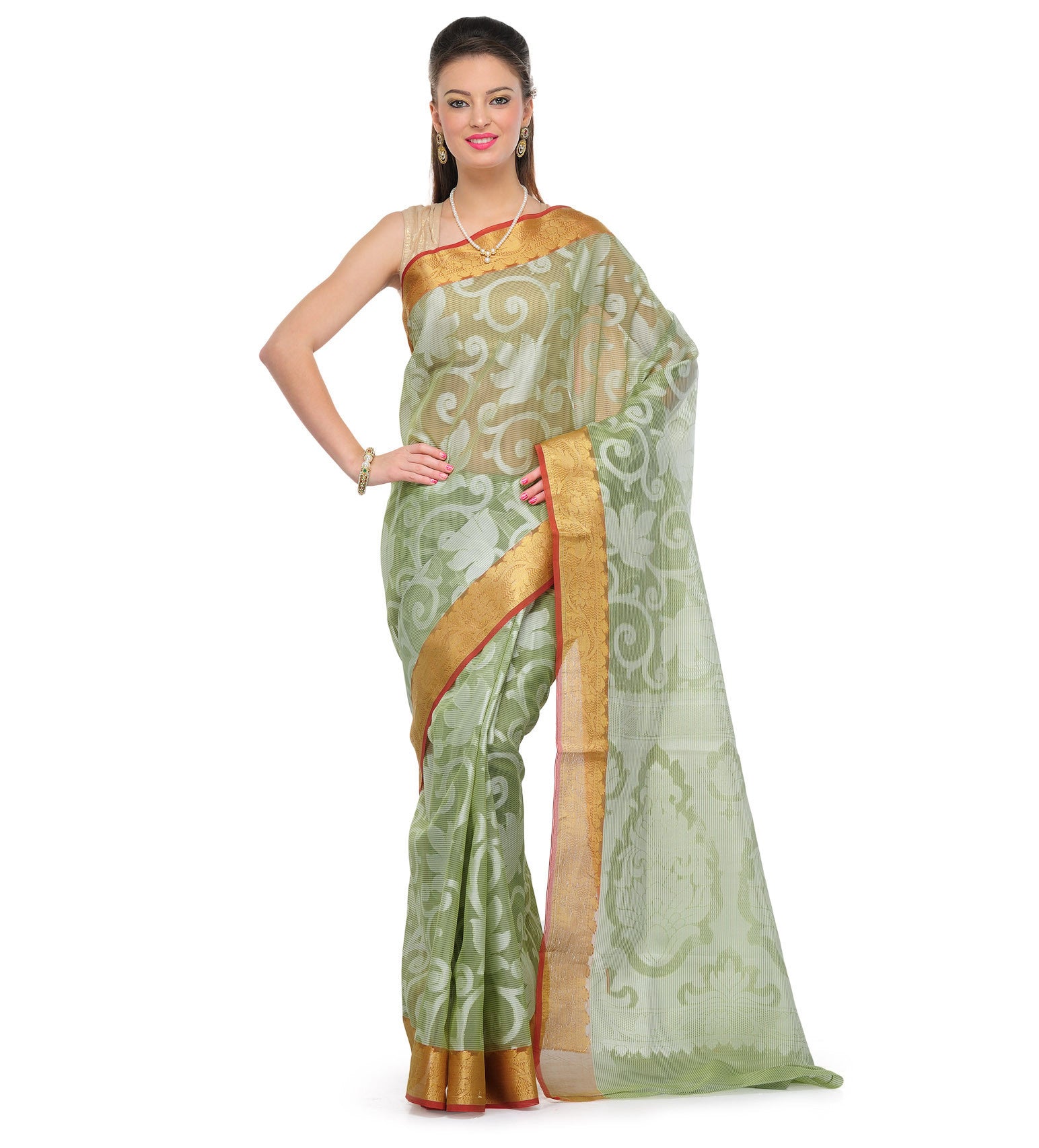 Olive Supernet Banarasi Saree