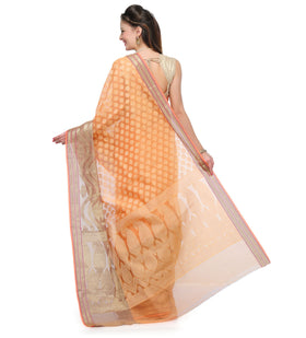 Peach Supernet Banarasi Saree