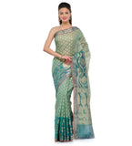 Sea Green Supernet Banarasi Saree