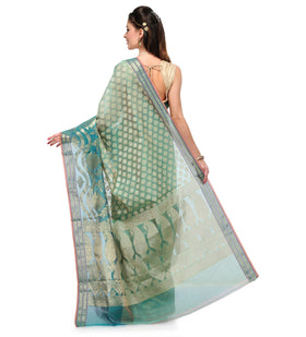 Sea Green Supernet Banarasi Saree