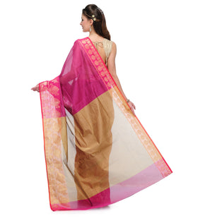 Magenta Chanderi Cotton Banarasi Saree