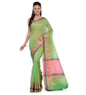 Green Supernet Banarasi Saree