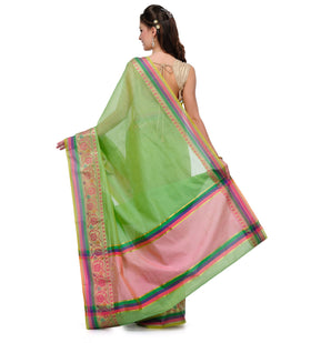 Green Supernet Banarasi Saree