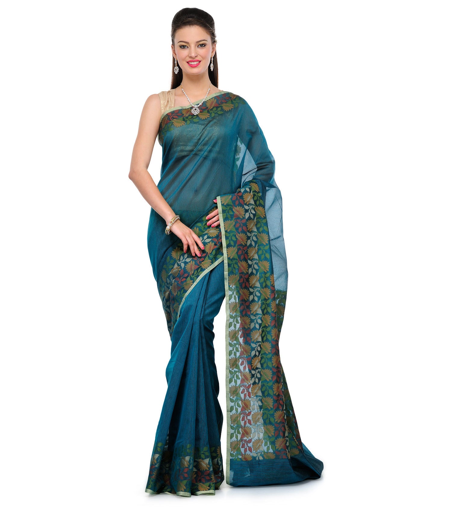 Azural Blue Supernet Banarasi Saree