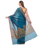 Azural Blue Chanderi Cotton Banarasi Saree