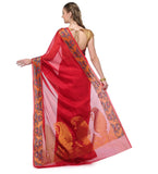 Red Green Chanderi Cotton Banarasi Saree