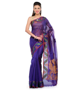 Royal Blue Chanderi Cotton Banarasi Saree