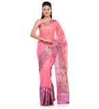 Pink Supernet Banarasi Saree