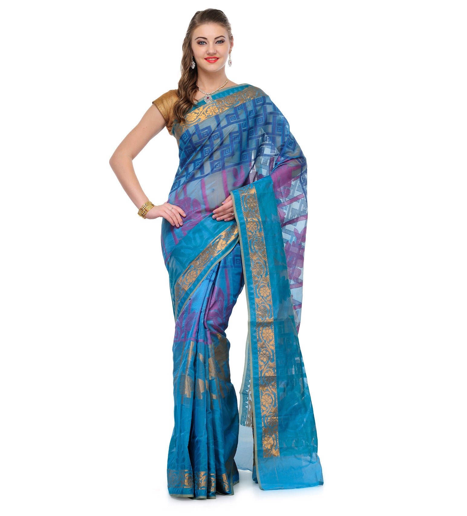 Blue Supernet Banarasi Saree