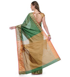 Green Chanderi Cotton Banarasi Saree