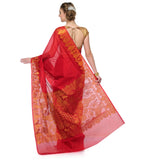 Red Chanderi Cotton Banarasi Saree