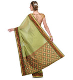 Olive Chanderi Cotton Banarasi Saree