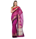 Purple Chanderi Cotton Banarasi Saree