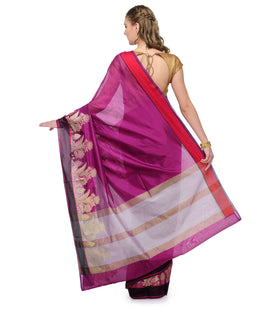 Purple Chanderi Cotton Banarasi Saree