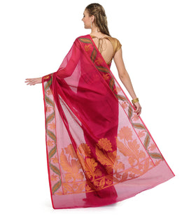 Magenta Chanderi Cotton Banarasi Saree