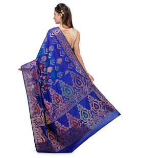 Royal Blue Chanderi Cotton Banarasi Saree