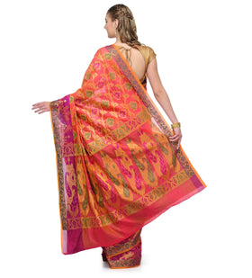 Pink Chanderi Cotton Banarasi Saree