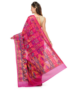 Magenta Chanderi Cotton Banarasi Saree