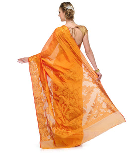 Orange Chanderi Cotton Banarasi Saree