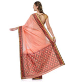 Peach Chanderi Cotton Banarasi Saree