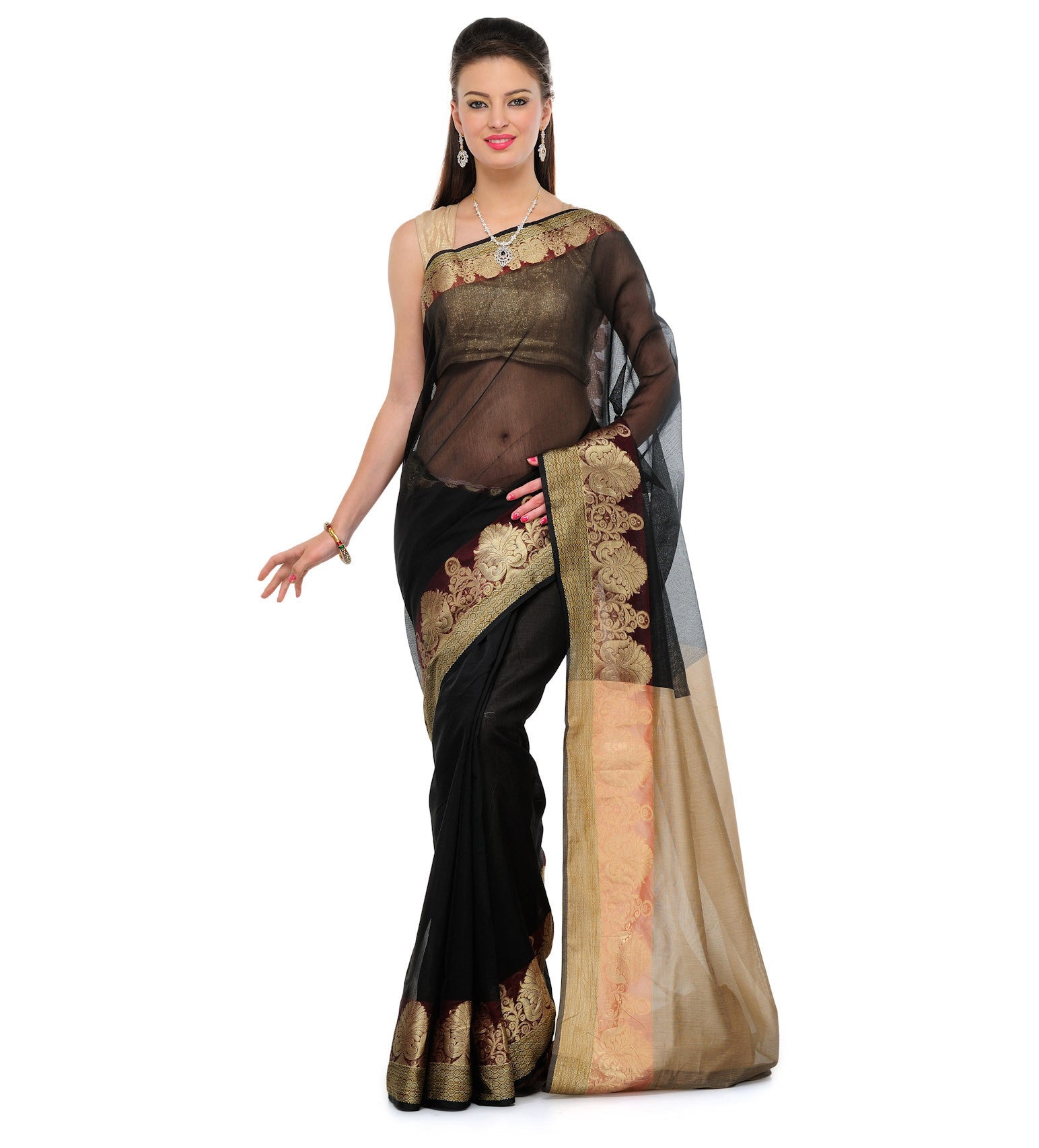 Black Supernet Banarasi Saree