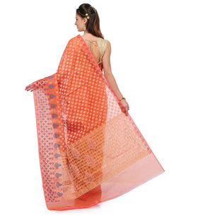 Peach Supernet Banarasi Saree