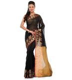 Black Chanderi Cotton Banarasi Saree