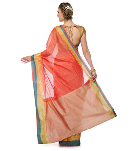 Peach Supernet Banarasi Saree