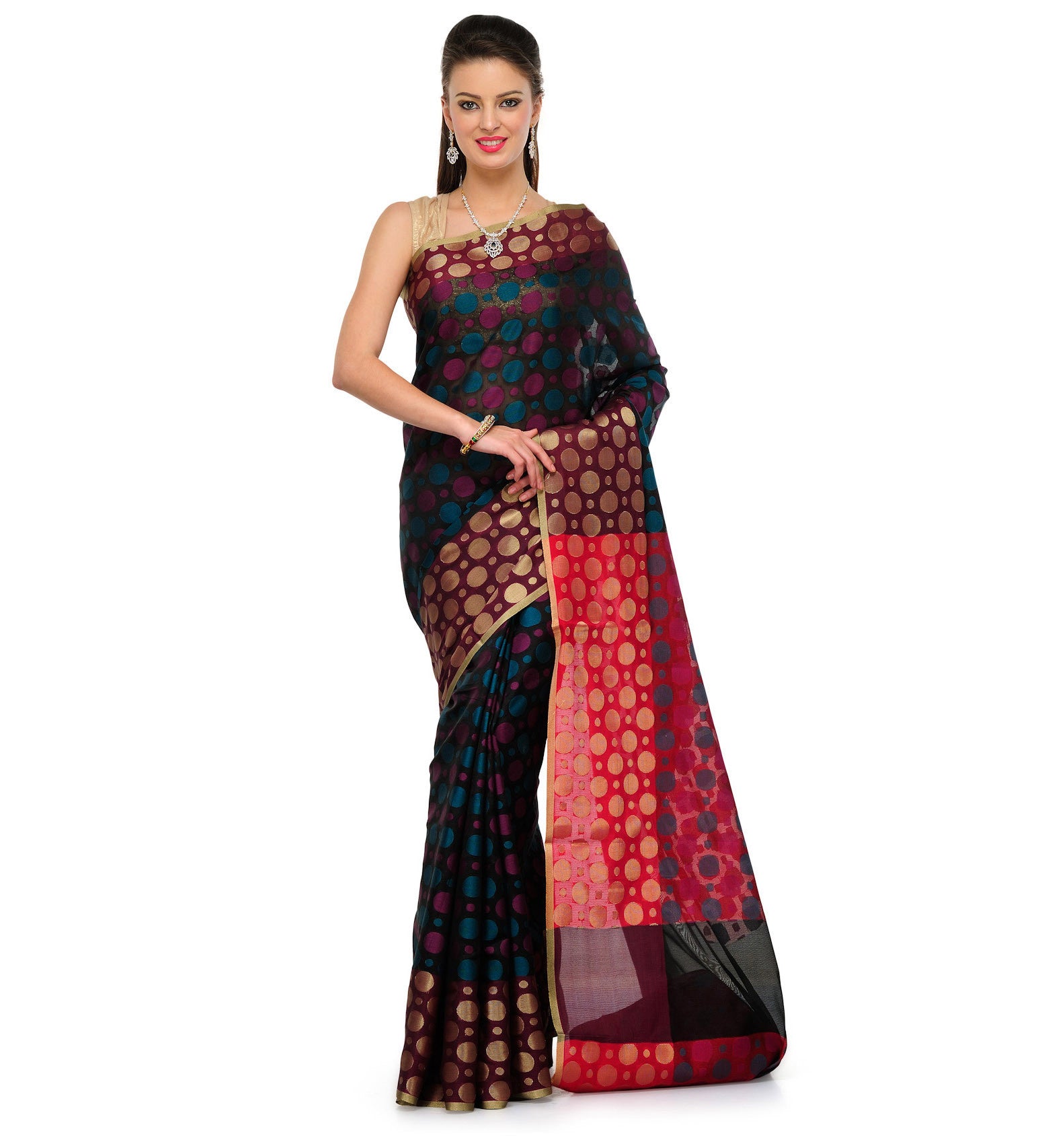 Black Chanderi Cotton Banarasi Saree