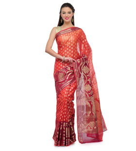 Red Supernet Banarasi Saree